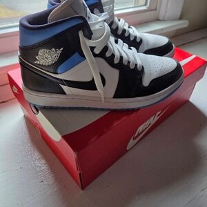 Nike Air Jordan High-Top Sneakers in Black, White, and Blue